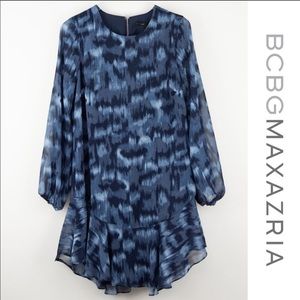 BCBGMAXAZRIA Pacific Blue Cloud Shift Dress Small